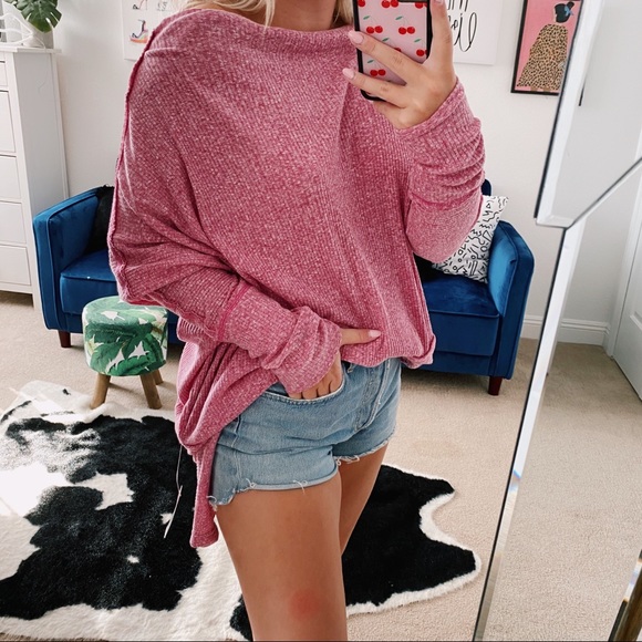 Free People Tops - Free people pink off the shoulder long line tunic